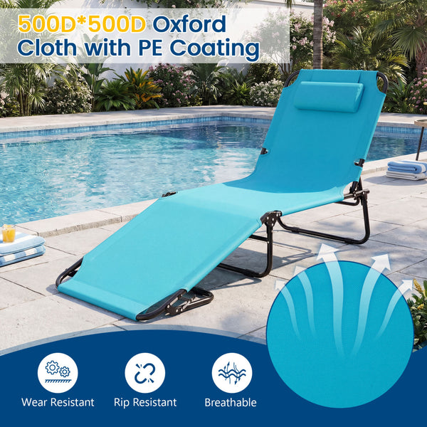 Adjustable backrest for sunbathing  sleeping  resting  reading and more<br>3 detachable pillows for free combinations and have zippers for easy cleaning<br>Face hole for lying face down during sunbathing<br>Reinforced metal tubes for strong support of 330