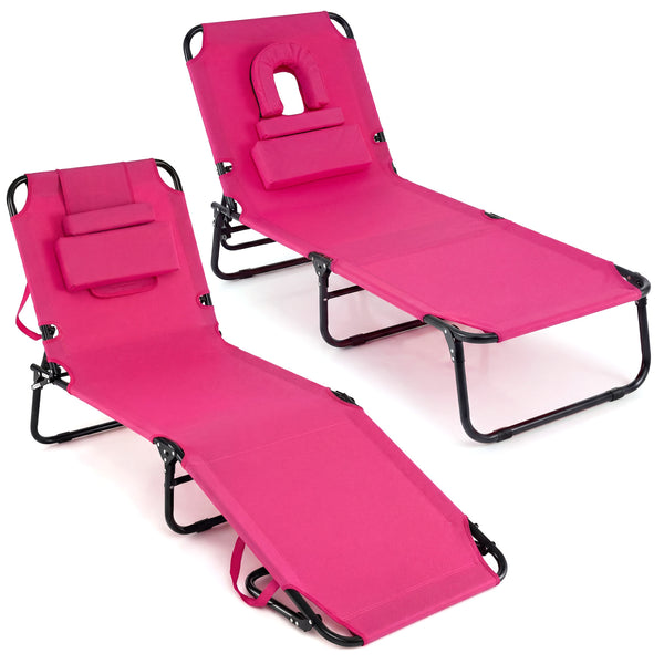 Adjustable backrest for sunbathing  sleeping  resting  reading and more<br>3 detachable pillows for free combinations and have zippers for easy cleaning<br>Face hole for lying face down during sunbathing<br>Reinforced metal tubes for strong support of 330