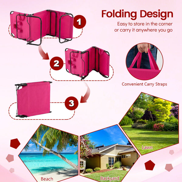 Adjustable backrest for sunbathing  sleeping  resting  reading and more<br>3 detachable pillows for free combinations and have zippers for easy cleaning<br>Face hole for lying face down during sunbathing<br>Reinforced metal tubes for strong support of 330