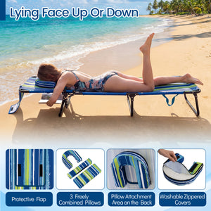 Adjustable backrest for sunbathing  sleeping  resting  reading and more<br>3 detachable pillows for free combinations and have zippers for easy cleaning<br>Face hole for lying face down during sunbathing<br>Reinforced metal tubes for strong support of 330