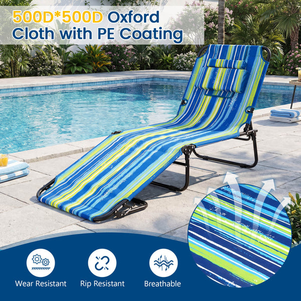 Adjustable backrest for sunbathing  sleeping  resting  reading and more<br>3 detachable pillows for free combinations and have zippers for easy cleaning<br>Face hole for lying face down during sunbathing<br>Reinforced metal tubes for strong support of 330