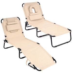 Adjustable backrest for sunbathing  sleeping  resting  reading and more<br>3 detachable pillows for free combinations and have zippers for easy cleaning<br>Face hole for lying face down during sunbathing<br>Reinforced metal tubes for strong support of 330