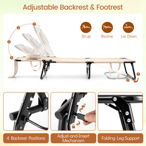 Adjustable backrest for sunbathing  sleeping  resting  reading and more<br>3 detachable pillows for free combinations and have zippers for easy cleaning<br>Face hole for lying face down during sunbathing<br>Reinforced metal tubes for strong support of 330