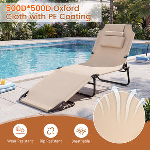 Adjustable backrest for sunbathing  sleeping  resting  reading and more<br>3 detachable pillows for free combinations and have zippers for easy cleaning<br>Face hole for lying face down during sunbathing<br>Reinforced metal tubes for strong support of 330
