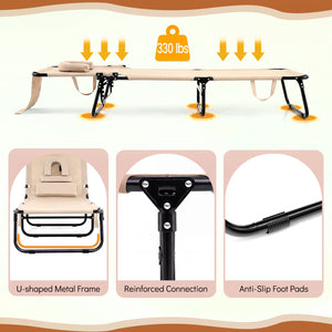 Adjustable backrest for sunbathing  sleeping  resting  reading and more<br>3 detachable pillows for free combinations and have zippers for easy cleaning<br>Face hole for lying face down during sunbathing<br>Reinforced metal tubes for strong support of 330