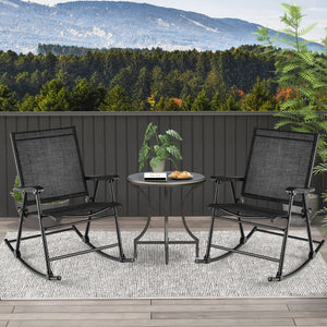 Ergonomic seat with curved armrests for much comfort<br>Smooth and stable rocking makes you more relaxed<br>Rip resistant and anti-fading seat fabric for long-time use<br>Seat fabric is also breathable and quick-drying<br>Heavy-duty metal frame for strong
