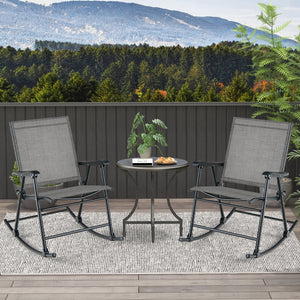 Ergonomic seat with curved armrests for much comfort<br>Smooth and stable rocking makes you more relaxed<br>Rip resistant and anti-fading seat fabric for long-time use<br>Seat fabric is also breathable and quick-drying<br>Heavy-duty metal frame for strong