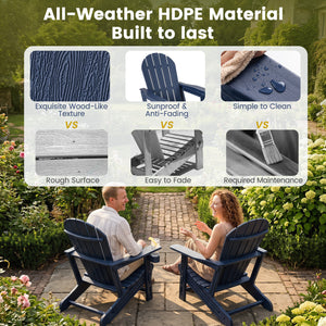 Built to last with weather-resistant HDPE material<br>Features realistic wood-like surface that is anti-fading<br>Smooth surface that is simple to clean<br>Needs minimal maintenance compared to wood chairs required maintenance<br>Fits to the body curve wi
