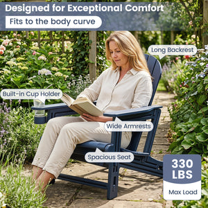 Built to last with weather-resistant HDPE material<br>Features realistic wood-like surface that is anti-fading<br>Smooth surface that is simple to clean<br>Needs minimal maintenance compared to wood chairs required maintenance<br>Fits to the body curve wi