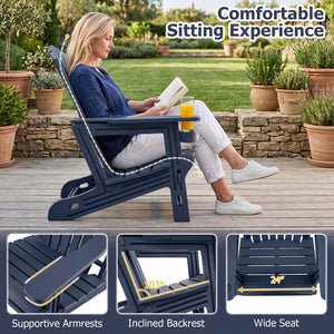 Premium HDPE material provides excellent weather resistance for long-term use<br>Realistic wood grain texture for a natural outdoor appearance<br>The reliable structure supports up to 330 lbs weight capacity<br>103Â° inclined backrest for enhanced support