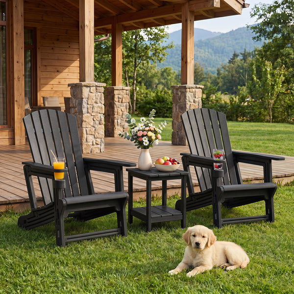 Premium HDPE material provides excellent weather resistance for long-term use<br>Realistic wood grain texture for a natural outdoor appearance<br>The reliable structure supports up to 330 lbs weight capacity<br>103Â° inclined backrest for enhanced support