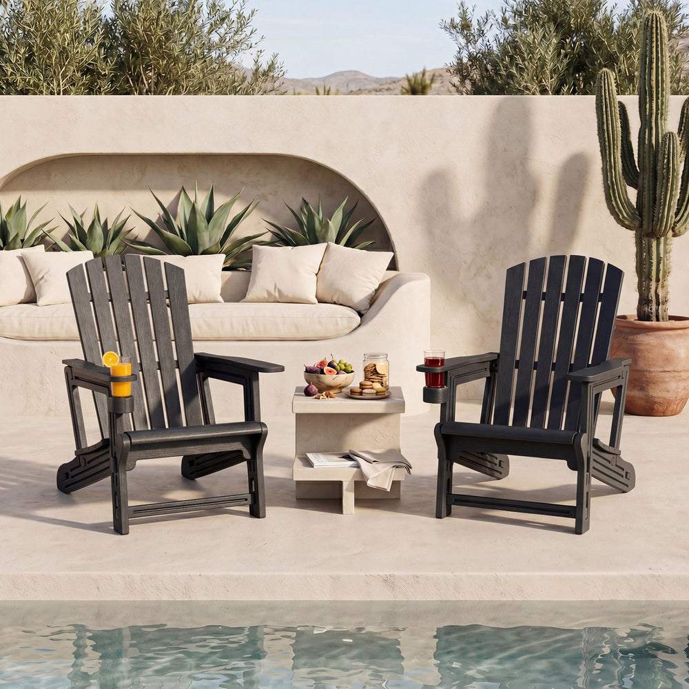 Premium HDPE material provides excellent weather resistance for long-term use<br>Realistic wood grain texture for a natural outdoor appearance<br>The reliable structure supports up to 330 lbs weight capacity<br>103Â° inclined backrest for enhanced support