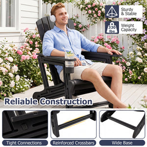 Premium HDPE material provides excellent weather resistance for long-term use<br>Realistic wood grain texture for a natural outdoor appearance<br>The reliable structure supports up to 330 lbs weight capacity<br>103Â° inclined backrest for enhanced support