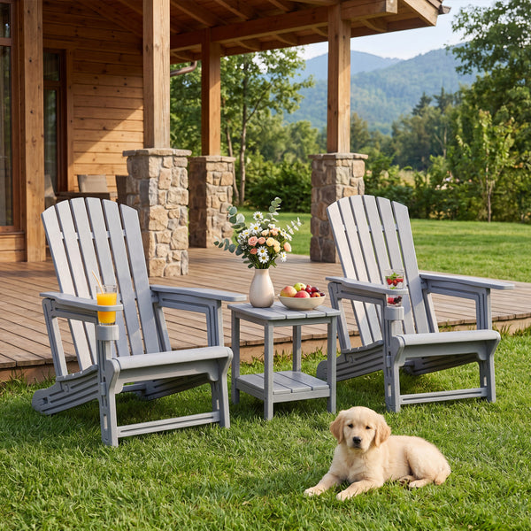 Premium HDPE material provides excellent weather resistance for long-term use<br>Realistic wood grain texture for a natural outdoor appearance<br>The reliable structure supports up to 330 lbs weight capacity<br>103Â° inclined backrest for enhanced support