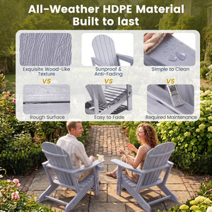 Built to last with weather-resistant HDPE material<br>Features realistic wood-like surface that is anti-fading<br>Smooth surface that is simple to clean<br>Needs minimal maintenance compared to wood chairs required maintenance<br>Fits to the body curve wi