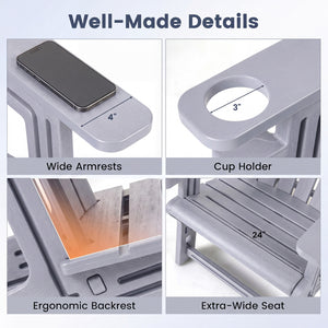 Built to last with weather-resistant HDPE material<br>Features realistic wood-like surface that is anti-fading<br>Smooth surface that is simple to clean<br>Needs minimal maintenance compared to wood chairs required maintenance<br>Fits to the body curve wi