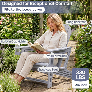 Built to last with weather-resistant HDPE material<br>Features realistic wood-like surface that is anti-fading<br>Smooth surface that is simple to clean<br>Needs minimal maintenance compared to wood chairs required maintenance<br>Fits to the body curve wi