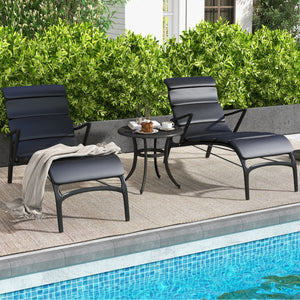 Made of sturdy and rustproof cast aluminumÂ <br>Weighs only 11 lbs per table  easy to carry<br>Sturdy retaining ring for higher stability<br>Adjustable footpads avoid any wobbling<br>Classic appearance with elegant patterns<br>Antique brown finish for mor