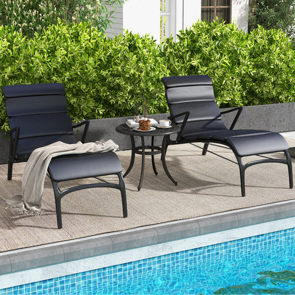 Made of sturdy and rustproof cast aluminumÂ <br>Weighs only 11 lbs per table  easy to carry<br>Sturdy retaining ring for higher stability<br>Adjustable footpads avoid any wobbling<br>Classic appearance with elegant patterns<br>Antique brown finish for mor