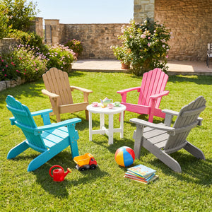 All-weather HIPS material with exquisite craftsmanship is sun-protective and fade-resistant<br>Tilted high back to provide great support to kid's back<br>Perfectly angled seat to effectively guide the waist against the backrest<br>Widened armrests help ch