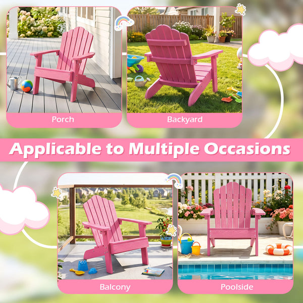 All-weather HIPS material with exquisite craftsmanship is sun-protective and fade-resistant<br>Tilted high back to provide great support to kid's back<br>Perfectly angled seat to effectively guide the waist against the backrest<br>Widened armrests help ch