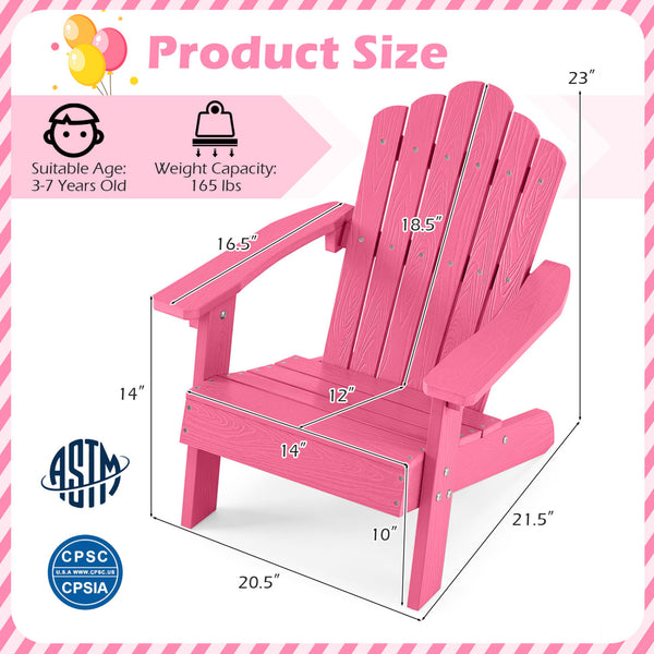All-weather HIPS material with exquisite craftsmanship is sun-protective and fade-resistant<br>Tilted high back to provide great support to kid's back<br>Perfectly angled seat to effectively guide the waist against the backrest<br>Widened armrests help ch