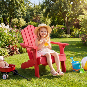 All-weather HIPS material with exquisite craftsmanship is sun-protective and fade-resistant<br>Tilted high back to provide great support to kid's back<br>Perfectly angled seat to effectively guide the waist against the backrest<br>Widened armrests help ch