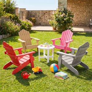 All-weather HIPS material with exquisite craftsmanship is sun-protective and fade-resistant<br>Tilted high back to provide great support to kid's back<br>Perfectly angled seat to effectively guide the waist against the backrest<br>Widened armrests help ch