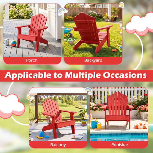 All-weather HIPS material with exquisite craftsmanship is sun-protective and fade-resistant<br>Tilted high back to provide great support to kid's back<br>Perfectly angled seat to effectively guide the waist against the backrest<br>Widened armrests help ch