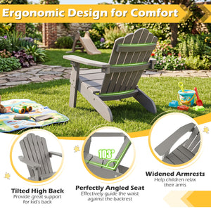 All-weather HIPS material with exquisite craftsmanship is sun-protective and fade-resistant<br>Tilted high back to provide great support to kid's back<br>Perfectly angled seat to effectively guide the waist against the backrest<br>Widened armrests help ch
