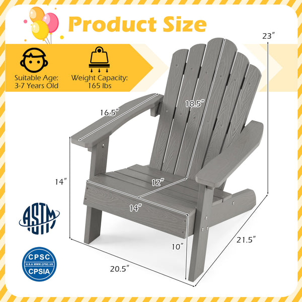 All-weather HIPS material with exquisite craftsmanship is sun-protective and fade-resistant<br>Tilted high back to provide great support to kid's back<br>Perfectly angled seat to effectively guide the waist against the backrest<br>Widened armrests help ch