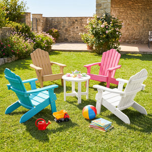All-weather HIPS material with exquisite craftsmanship is sun-protective and fade-resistant<br>Tilted high back to provide great support to kid's back<br>Perfectly angled seat to effectively guide the waist against the backrest<br>Widened armrests help ch