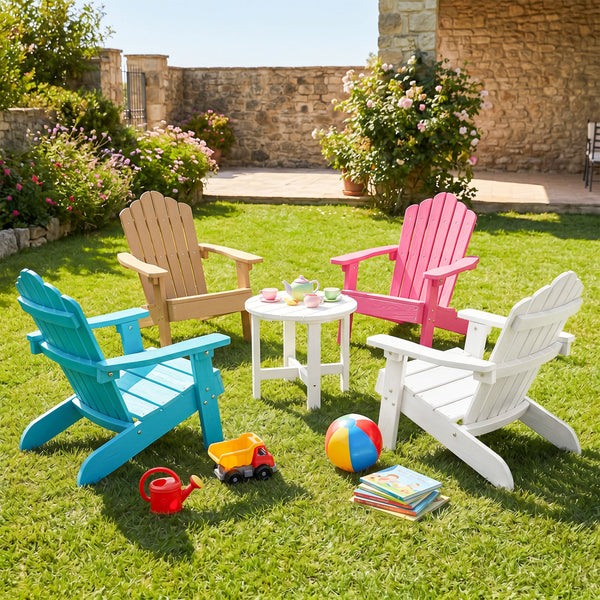 All-weather HIPS material with exquisite craftsmanship is sun-protective and fade-resistant<br>Tilted high back to provide great support to kid's back<br>Perfectly angled seat to effectively guide the waist against the backrest<br>Widened armrests help ch