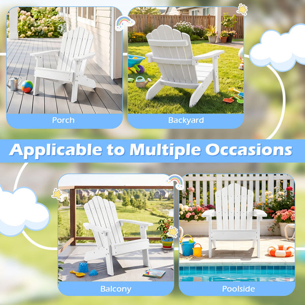 All-weather HIPS material with exquisite craftsmanship is sun-protective and fade-resistant<br>Tilted high back to provide great support to kid's back<br>Perfectly angled seat to effectively guide the waist against the backrest<br>Widened armrests help ch