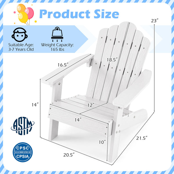 All-weather HIPS material with exquisite craftsmanship is sun-protective and fade-resistant<br>Tilted high back to provide great support to kid's back<br>Perfectly angled seat to effectively guide the waist against the backrest<br>Widened armrests help ch