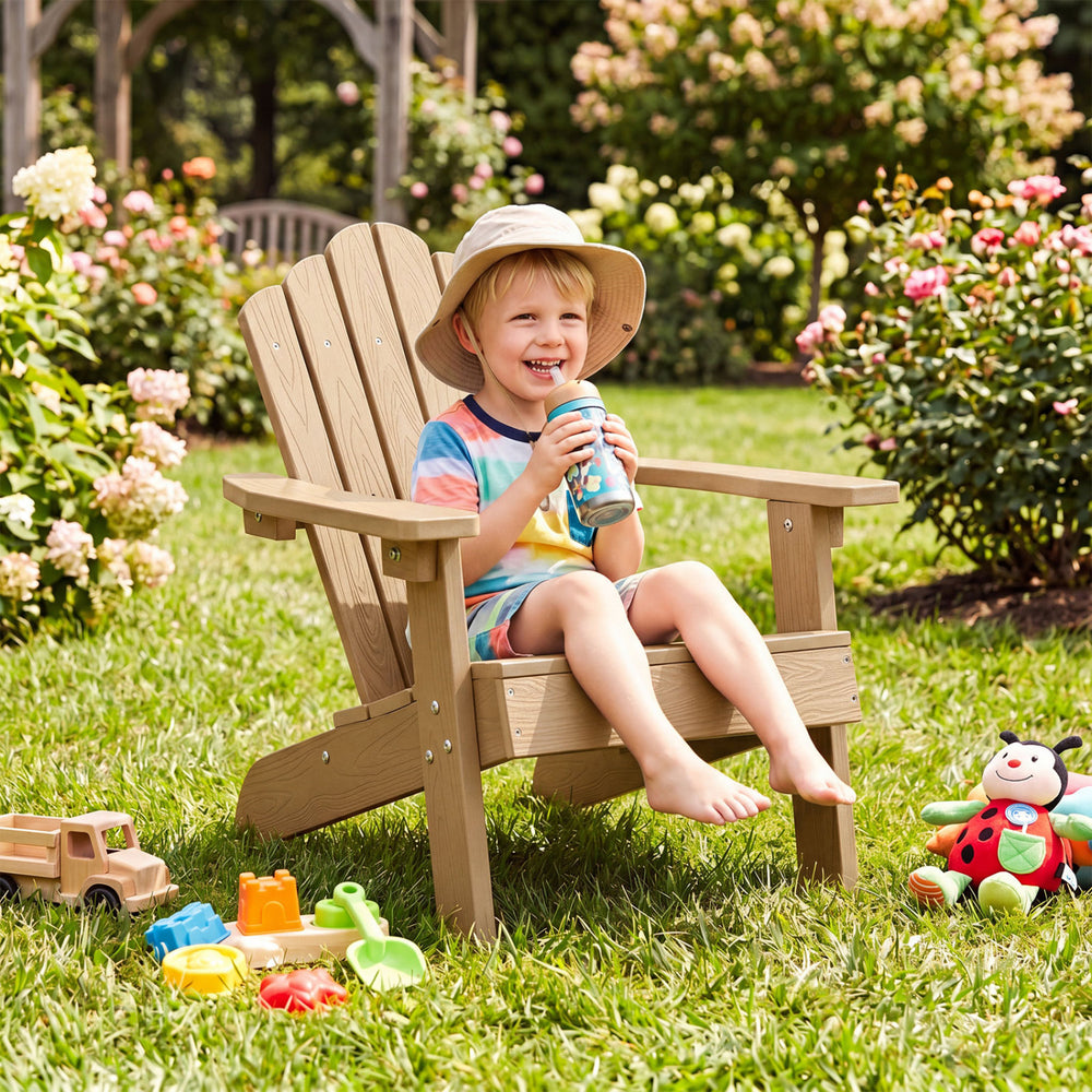 All-weather HIPS material with exquisite craftsmanship is sun-protective and fade-resistant<br>Tilted high back to provide great support to kid's back<br>Perfectly angled seat to effectively guide the waist against the backrest<br>Widened armrests help ch