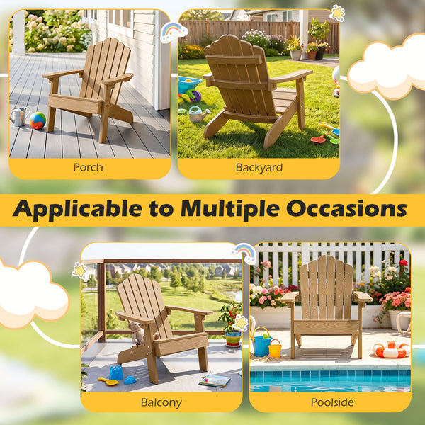 All-weather HIPS material with exquisite craftsmanship is sun-protective and fade-resistant<br>Tilted high back to provide great support to kid's back<br>Perfectly angled seat to effectively guide the waist against the backrest<br>Widened armrests help ch
