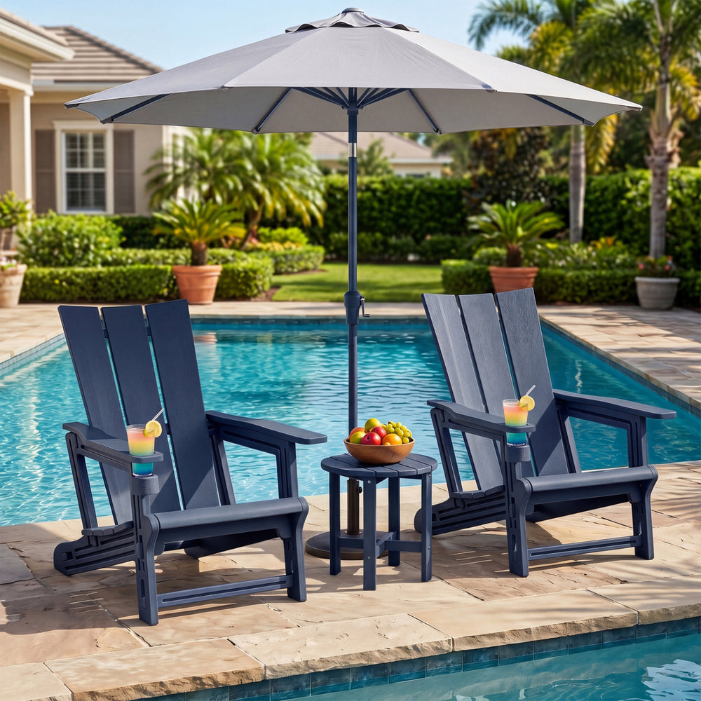 Curved backrest offers enhanced support for your back and shoulders<br>With wide armrests for added comfort and support<br>Built-in cup holder keeps your drink within easy reach<br>HDPE material is sun-protective  fade-resistant  waterproof  built to last
