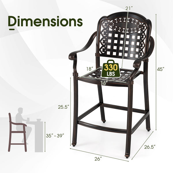 High-quality cast aluminum material is high-strength and weather-resistant<br>Beats rusty metal  perishable wood and flimsy rattan in longevity<br>Waterproof surface is easy-to-maintain<br>Ergonomic design provides adequate support for your back  arms  hi