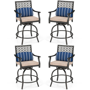 Are you looking for a patio chair set for your outdoor place? These 2-piece swivel bar height chairs will expand both your living and entertaining space outside your home. Â  These patio swivel chairs are made of sturdy steel frames with rust-resistant po