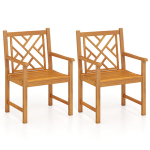 Built to last for long service life with solid acacia wood<br>Relieve spinal stress with inclined backrest<br>Offer great arm support with built-in armrests<br>Wide slatted seat for ventilated comfort<br>Enhanced robustness with thick boards and reinforce