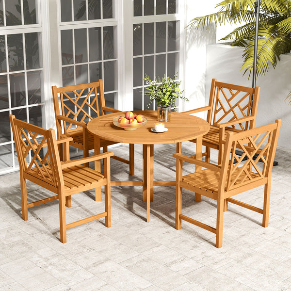 Built to last for long service life with solid acacia wood<br>Relieve spinal stress with inclined backrest<br>Offer great arm support with built-in armrests<br>Wide slatted seat for ventilated comfort<br>Enhanced robustness with thick boards and reinforce