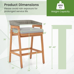 Ensure stable support while adding a natural beauty with solid acacia wood<br>Splinter-free surface for a smooth touch and safe usage<br>Each bar stool holds up to 400 lbs max load for reliable support<br>The adjustable foot pads add extra stability<br>Th