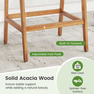 Ensure stable support while adding a natural beauty with solid acacia wood<br>Splinter-free surface for a smooth touch and safe usage<br>Each bar stool holds up to 400 lbs max load for reliable support<br>The adjustable foot pads add extra stability<br>Th