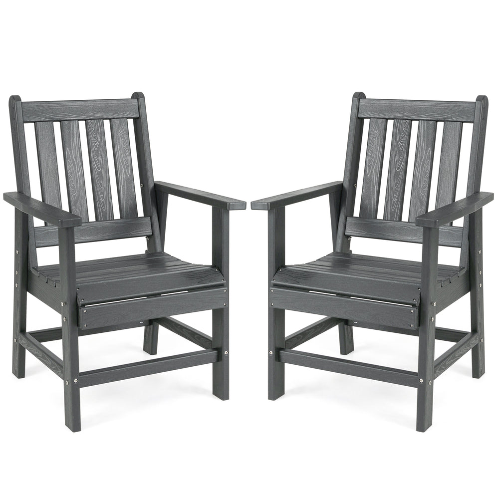  -Constructed of premium HDPE material that is easy-to-maintain and anti-cracking -Reclined high backrest helps you relax your body -Contoured seat provides support for your hips and thighs -Wide armrests allow you to comfortably rest your arms -Stainless 