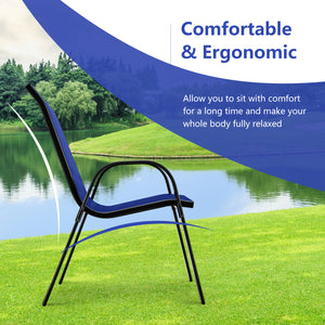 Stackable design for space-saving<br>Lightweight structure for easy movement<br>Fit your body curve perfectly with incline backrest and wide seat<br>Ergonomic armrest for arm relaxation<br>High-quality fabric for breathability and fast drying<br>Hold up t