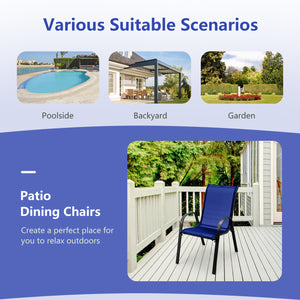 Stackable design for space-saving<br>Lightweight structure for easy movement<br>Fit your body curve perfectly with incline backrest and wide seat<br>Ergonomic armrest for arm relaxation<br>High-quality fabric for breathability and fast drying<br>Hold up t