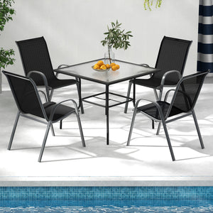 Stackable design for space-saving<br>Lightweight structure for easy movement<br>Fit your body curve perfectly with incline backrest and wide seat<br>Ergonomic armrest for arm relaxation<br>High-quality fabric for breathability and fast drying<br>Hold up t