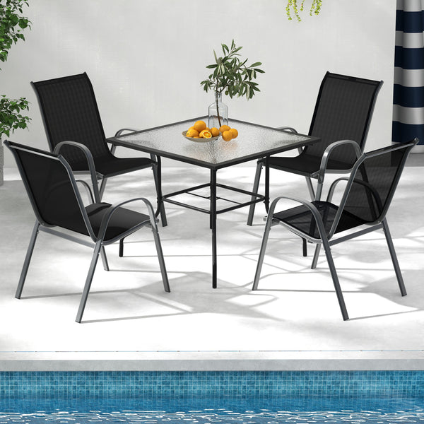 Stackable design for space-saving<br>Lightweight structure for easy movement<br>Fit your body curve perfectly with incline backrest and wide seat<br>Ergonomic armrest for arm relaxation<br>High-quality fabric for breathability and fast drying<br>Hold up t