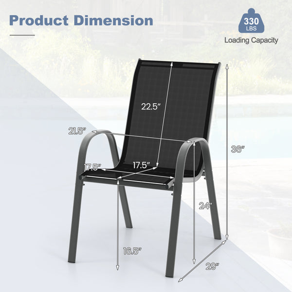 Stackable design for space-saving<br>Lightweight structure for easy movement<br>Fit your body curve perfectly with incline backrest and wide seat<br>Ergonomic armrest for arm relaxation<br>High-quality fabric for breathability and fast drying<br>Hold up t